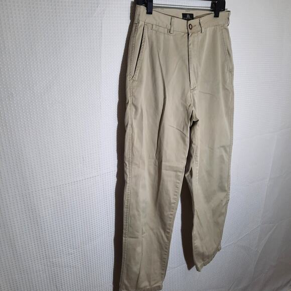 Structure 32R Khaki Pants Men Relaxed Fit Cotton Laundered Plain Front Vintage - Picture 2 of 6